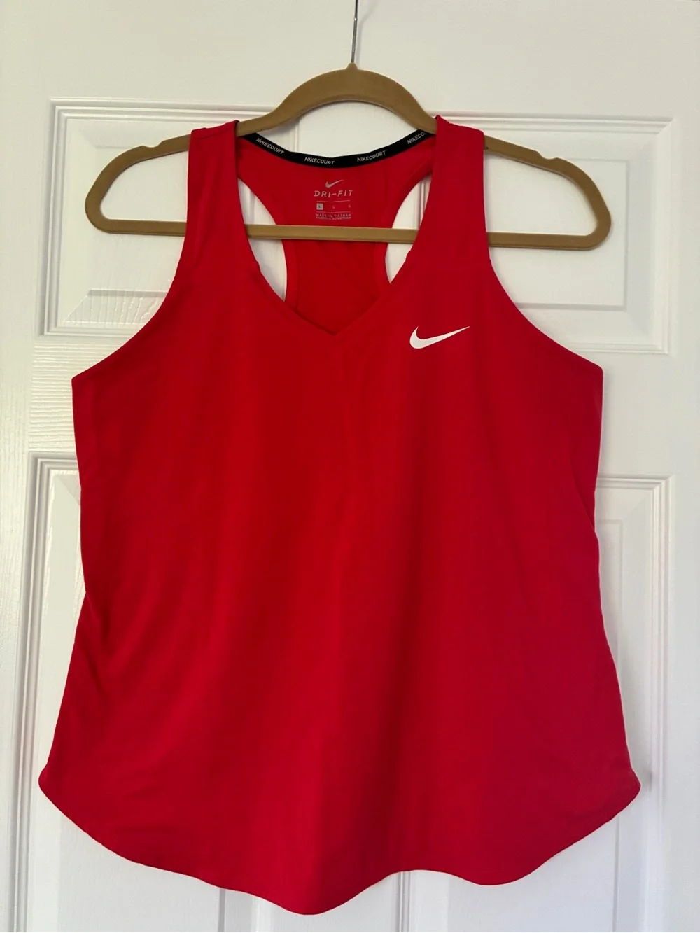 Nike Red Racerback Dri-FIT Tank Top with White Swoosh